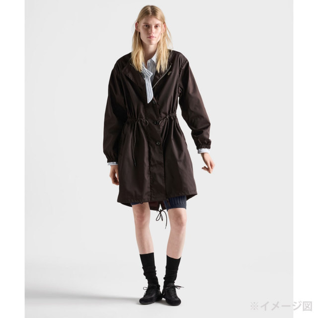 PRADA プラダ レインコート Re-Nylon ダークブラウン ナイロン 36