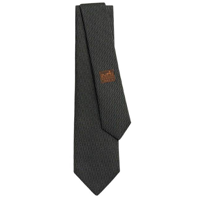 HERMES エルメス ネクタイ Hゴシック 黒 (ブラック)/アントラシト