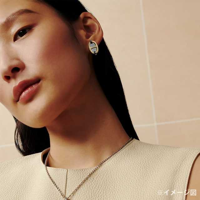 HERMES エルメス ピアス ミニ マイヨン クリーム シルバープレーテッド