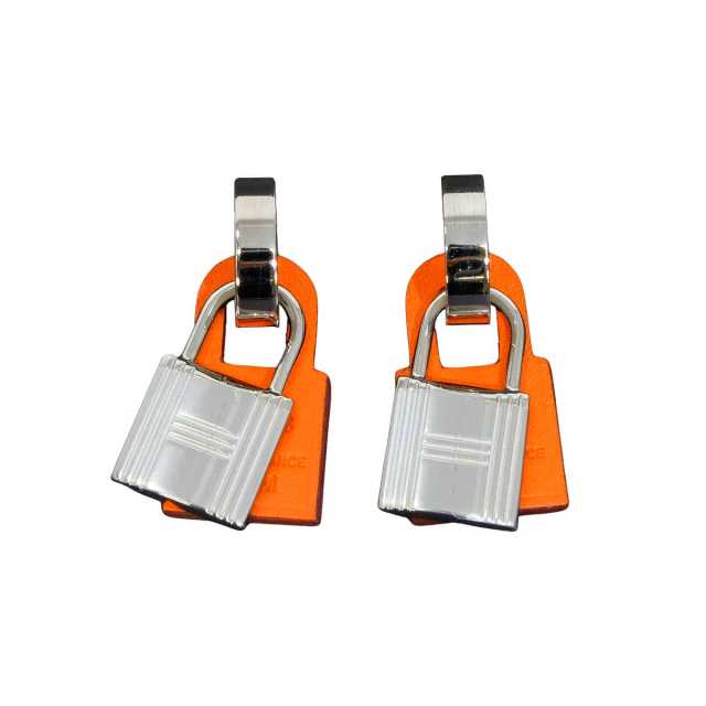 HERMES エルメス ピアス オーケリー カデナ オレンジ スイフト D刻印