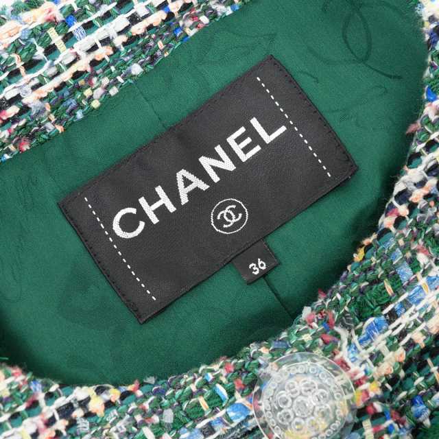 2018年 CHANEL シャネル ノーカラージャケット 七分丈 ツイード