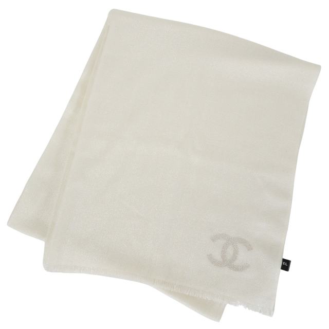 シャネル カシミヤ 大判ストール ココマーク 25年 保存袋 ホワイト 2025/26年 クルーズコレクション CHANEL シャネル ストール ココマーク
