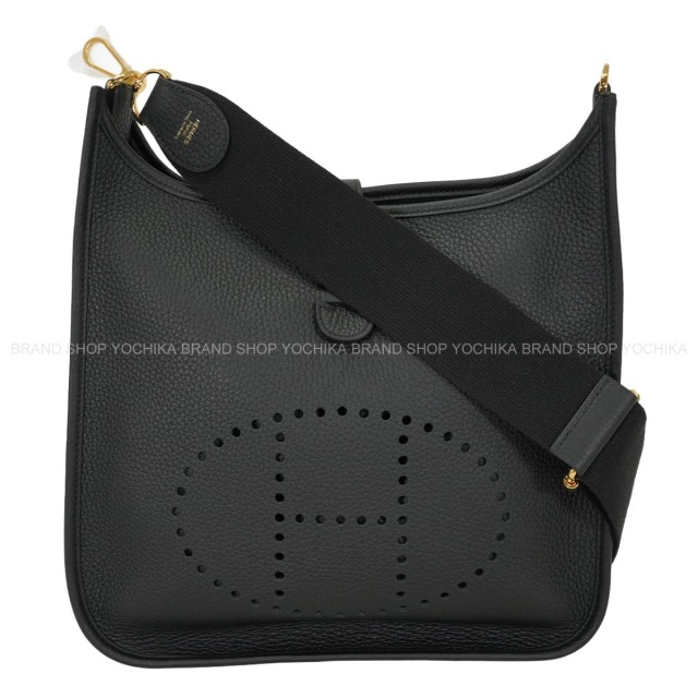 HERMES エヴリンI GM ショルダーバッグ 黒 ゴールド金具 □A刻印 HERMES エルメス ショルダーバッグ エヴリン(エブリン) 29 PM 黒