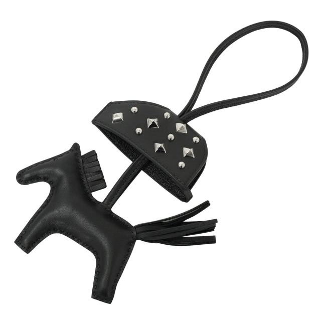HERMES エルメス バッグチャーム ロデオ ロベオ ロックスタッズ　黒 HERMES エルメス バッグチャーム ロデオ ロベオ ロック PM スタッズ 黒
