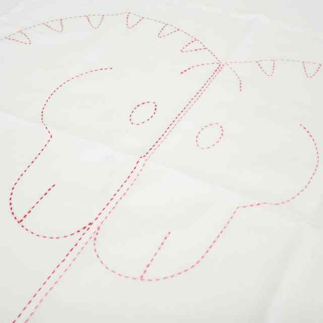 HERMES エルメス ハンカチ ホースラブ 刺繍 白 (ホワイト)/レッド