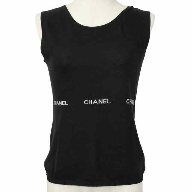 2024年春夏 CHANEL シャネル トップス ノースリーブ ロゴ 黒 (ブラック