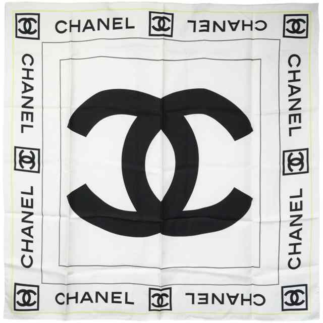 CHANEL シャネル スカーフ 大判 ココマーク 白 (ホワイト)/黒