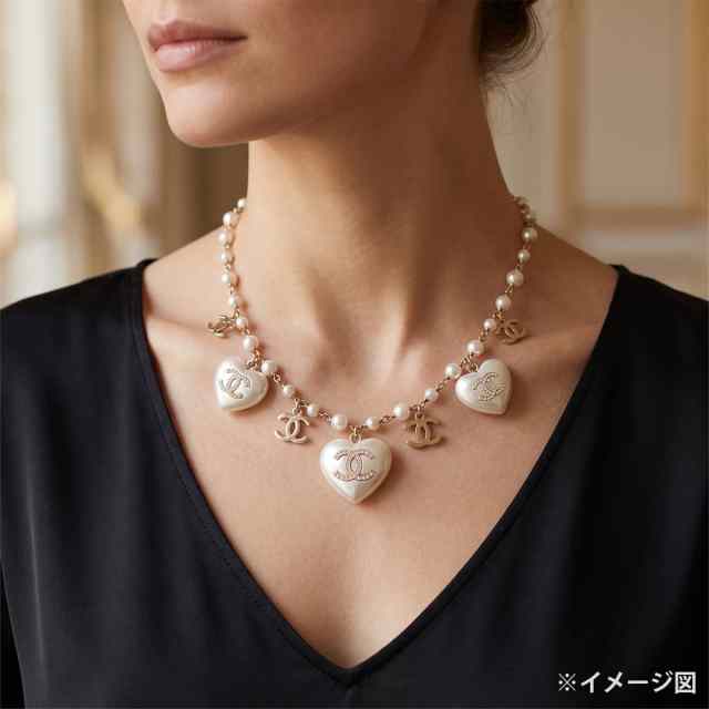 CHANEL シャネル ネックレス ラインストーン ハート ココマーク パール