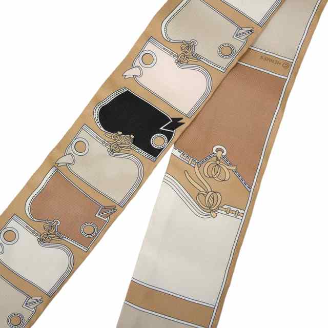2019年春夏 HERMES エルメス スカーフ ツイリー カマイユ ベージュ/黒