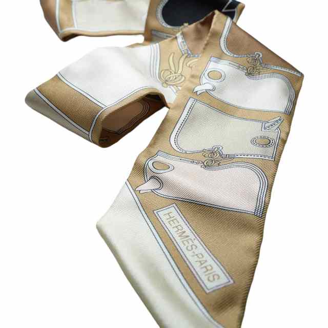HERMES ツイリー カマイユ　ベージュ系　2本セット 2019年春夏 HERMES エルメス スカーフ ツイリー カマイユ ベージュ/黒
