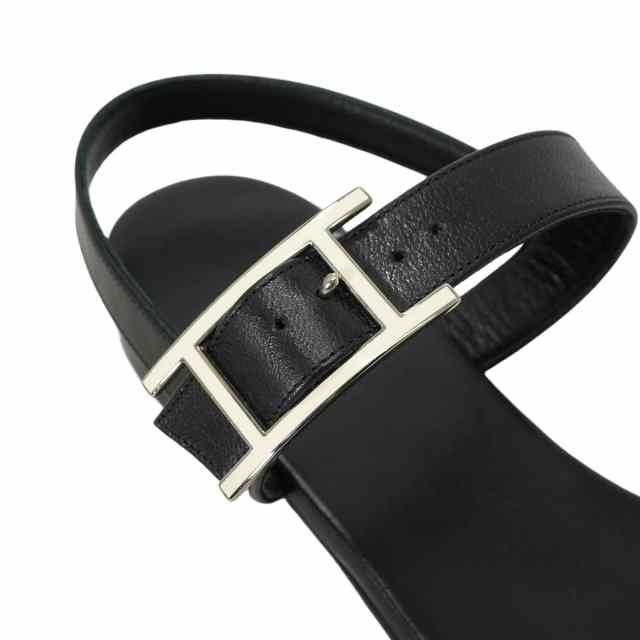 HERMES エルメス サンダル フラット ナイン 黒 (ブラック) カーフ 23cm