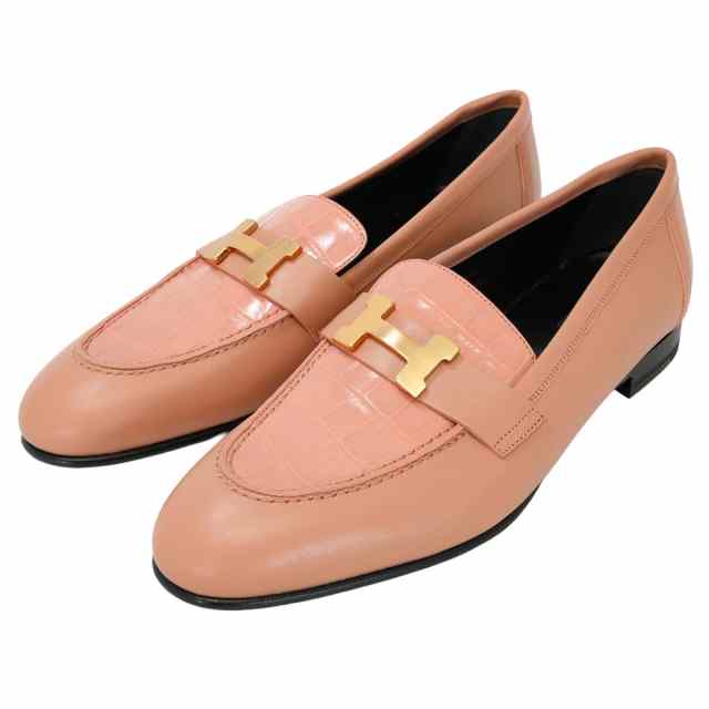 HERMES エルメス モカシン パリ ローズポルスレーヌ カーフ