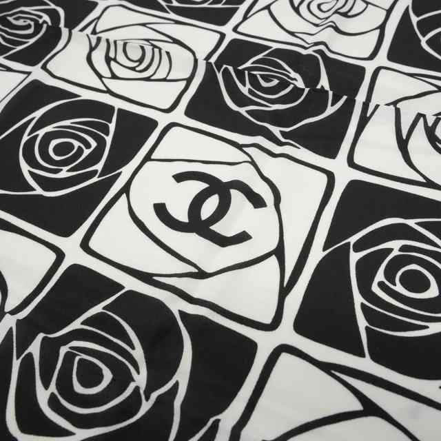 直営店購入✨未使用品✨CHANEL シャネル スカーフ チェッカーフラッグ柄 CHANEL シャネル スカーフ ココマーク カメリア 黒 (ブラック)/白