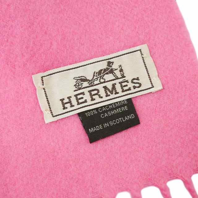 HERMES エルメス マフラー ユニ ブロデ ローズショッキング カシミヤ