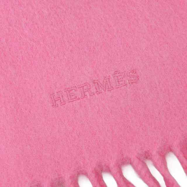 HERMES エルメス マフラー ユニ ブロデ ローズショッキング カシミヤ