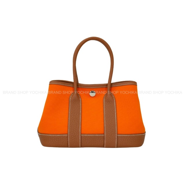 HERMES エルメス ハンドバッグ ネオ ガーデンパーティ 23 フーオレンジ/ゴールド トワルオフィシエ/ネゴンダ シルバー金具 G刻印 新品