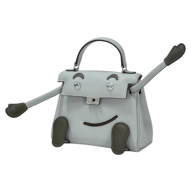 HERMES エルメス ハンドバッグ ケリードール ブルーグラシエ/ヴェールマキ スイフト シルバー金具 G刻印 新品