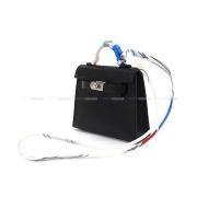 21年 春夏 新作 Hermes エルメス ミニミニ バッグチャーム ケリートゥイリー ツイリー 黒 ブラック リザード シルバー金具 新品