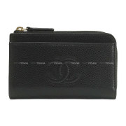 エレガンスを持ち歩く【CHANEL】カードケース CCロゴ chanel スーパーコピー カードケース レザー ブラック系 ロゴ