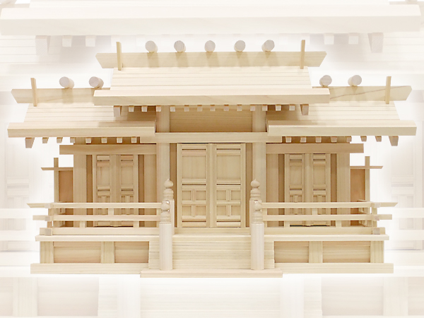 金具飾りの無い神棚【新寸唐戸三社・中（ひのき）】