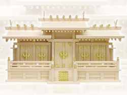 送料無料！神棚【屋根違い五社・中（ひのき）】