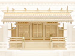 シンプルで豪華な瓦屋根の神棚・白山瓦屋根通し三社・大（木曽ひのき）