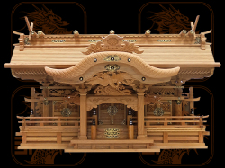 現品限り！規格外品大特価・高級屋久杉神棚・切妻三社上級仕上
