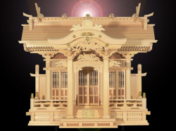 大きなお札の入る高級神棚切妻三社高級神殿【白鳳】背高タイプ