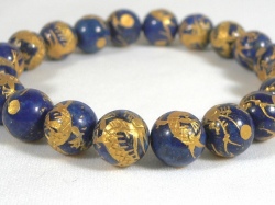 金龍彫りラピスラズリ・20玉ブレスレット