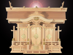 大きなお札の入る高級神棚切妻三社高級神殿【天空】背高タイプ