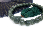 送料無料！全宗派用・片手念珠【男性用数珠】緑紋石念珠