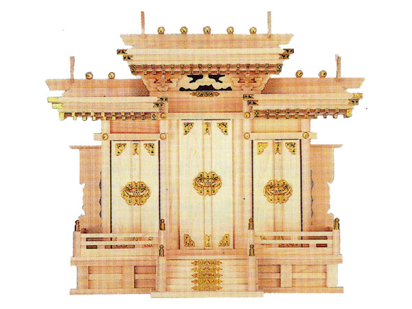 マス組付屋根違い三社・特大（ひのき）