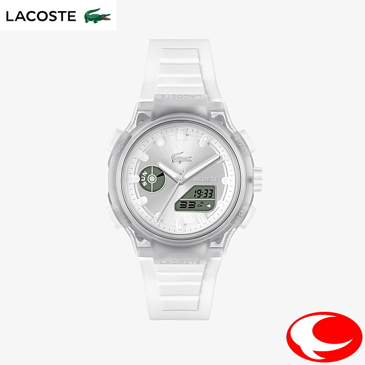 LACOSTE ラコステ クオーツ 腕時計 LC33シリーズ 2001493  40mm  クリアケース ホワイトウレタンベルト シルバー文字盤 メンズ レディース ユニセックス