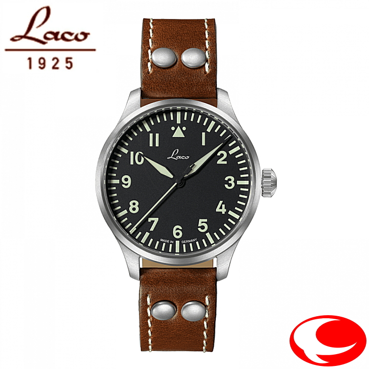 ラコ パイロットウォッチ Laco 861988 PILOT Augsburg39 パイロット アウクスブルク39 自動巻き 腕時計 861988 5気圧防水 ブラック文字盤【ラコ腕時計正規販売店】