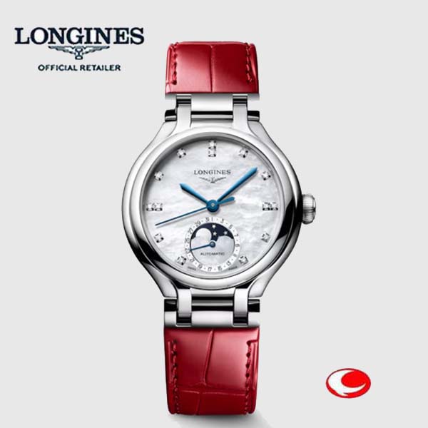 【正規５年間保証付】LONGINES ロンジン レディース 腕時計 プリマルナ L81264872　LONGINES PRIMALUNA MOONPHASE, L8.126.4.87.2, 自動巻 ウォッチ, 34mm, ステンレススティール.登録店-正規販売店 ホワイト マザーオブパール文字盤
