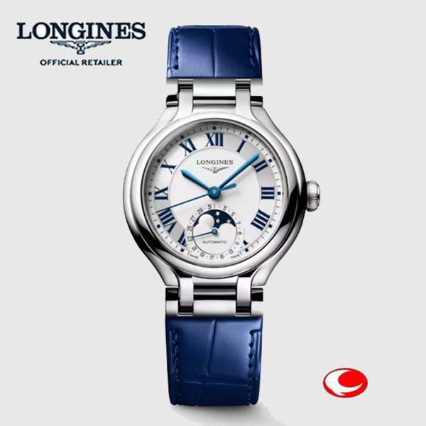 【正規５年間保証付】LONGINES ロンジン レディース 腕時計 プリマルナ L81264712　LONGINES PRIMALUNA MOONPHASE, L8.126.4.71.2, 自動巻 ウォッチ, 34mm, ステンレススティール.登録店-正規販売店 ホワイト 文字盤