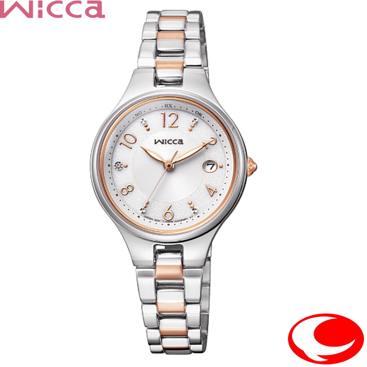 シチズン ウイッカ CITIZEN Wicca KS1-830-11 ソーラーテック 電波 腕時計 レディース  カレンダー付 シンプルアジャスト 5気圧防水