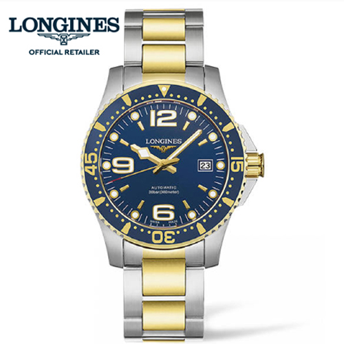 （５年間保証）LONGINES ロンジン ハイドロコンクエスト　コンビ ブルー文字板　腕時計  41mm　300m防水　ダイバーウォッチ　自動巻　　L3.742.3.96.7 正規品 ロンジン公式サイト登録/正規販売店-
