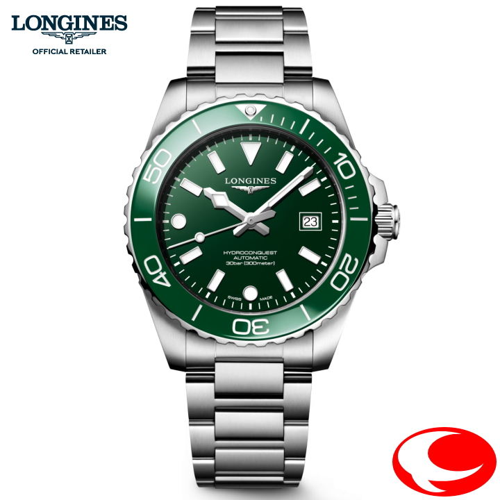 5年間保証 LONGINES  ロンジン 新世代 ハイドロコンクエスト 42ｍｍ グリーン  自動巻 メンズ 腕時計 ステンレススティールとセラミックL37884066【ロンジン正規販売店】L3.788.4.06.6