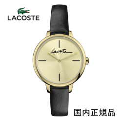 ラコステ LACOSTE 腕時計 　2001124　34mm　ゴールドダイヤル　ブラックレザー　(安心の正規品）2年保証　ラコステ腕時計 正規取り扱い店【新品】（女性用）10P04Jun19