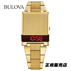 日本国内正規品　ブローバ BULOVA コンピュートロン Computron LEDデジタルクォーツ  97C110 ステンレススチールケース(イエローゴールドPVD)  3気圧防水 （正規3年保証）