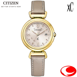 CITIZEN xC シチズン クロスシー レディース ソーラー 電波 腕時計 革ベルト グレージュ mizu collection ES9462-07A イエローゴールド 5気圧防水