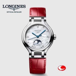 【正規５年間保証付】LONGINES ロンジン レディース 腕時計 プリマルナ L81264872　LONGINES PRIMALUNA MOONPHASE, L8.126.4.87.2, 自動巻 ウォッチ, 34mm, ステンレススティール.登録店-正規販売店 ホワイト マザーオブパール文字盤