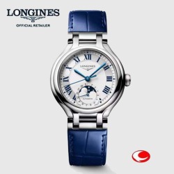 【正規５年間保証付】LONGINES ロンジン レディース 腕時計 プリマルナ L81264712　LONGINES PRIMALUNA MOONPHASE, L8.126.4.71.2, 自動巻 ウォッチ, 34mm, ステンレススティール.登録店-正規販売店 ホワイト 文字盤
