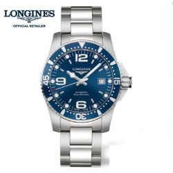(正規5年保証) ロンジン ハイドロコンクエスト　ブルー文字板　腕時計  41mm　300m防水　ダイバーウォッチ　自動巻　　L3.742.4.96.6 正規品 -ロンジン公式サイト登録/正規販売店-