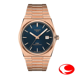 【TISSOT】ティソ PRX ピーアールエックス 40mm パワーマティック80 オートマティック ローズゴールドPVD ブルー 文字盤 T137.407.33.041.00  10気圧防水 傷防止加工無反射コーティングサファイアクリスタルガラス 自動巻き 正規２年間保証付き 新品