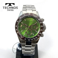 テクノス(TECHNOS)メンズ 腕時計　 クロノグラフ　1０気圧防水　T4251AM グリーン【父の日】
