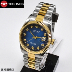 テクノス (TECHNOS) 腕時計　5気圧防水　T9604TN  ブルーグラデーション  10ポイント コンビ  クオーツ【送料無料】