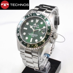テクノス(TECHNOS) 腕時計 10気圧防水 TSM419MM シルバー グリーン文字盤