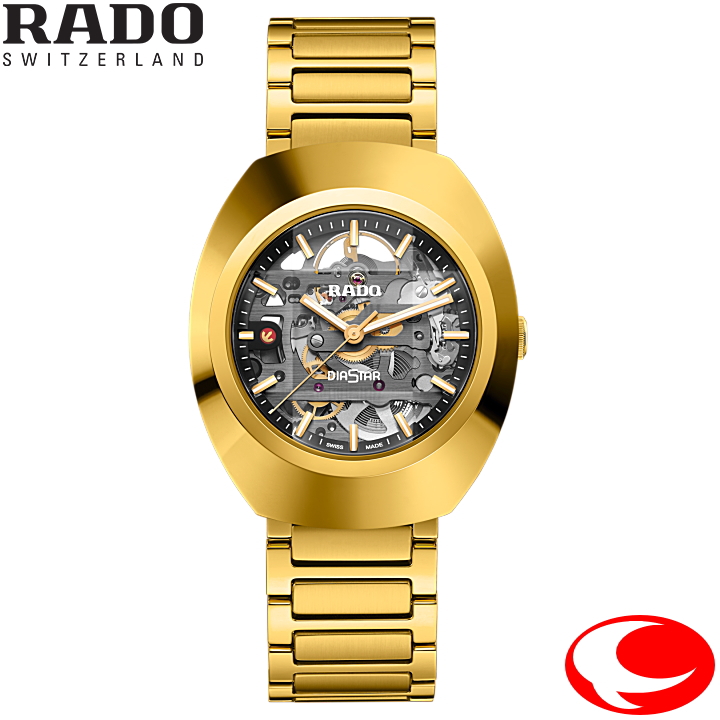 最新モデル【正規５年間保証】RADO (ラドー) DiaStar Original Automatic Skeleton ダイヤスター オリジナル オートマティック スケルトン R12164153  38mm パワーマティック80 ニバクロン製ひげぜんまい オートマティック 自動巻き ゴールドPVD  【正規販売店】